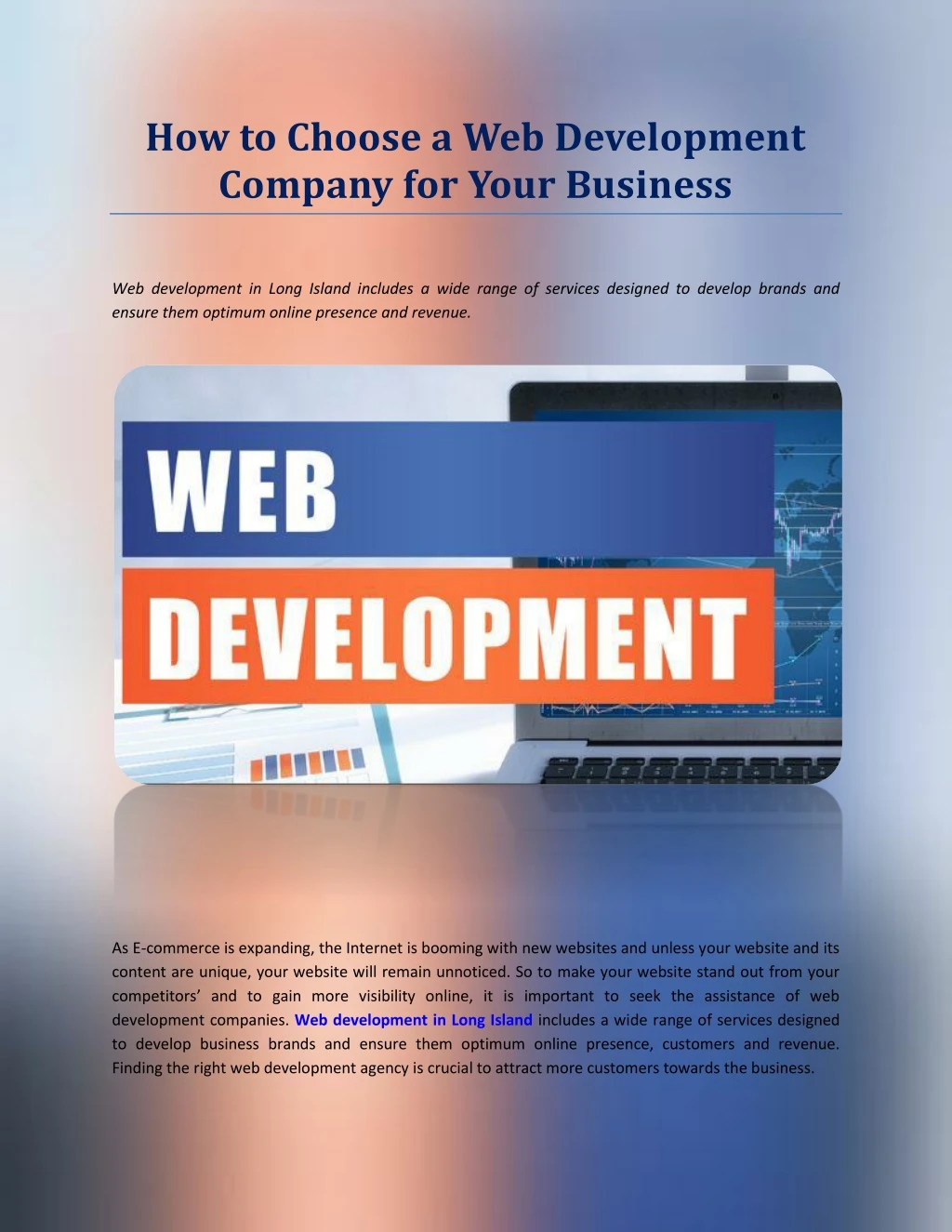 how to choose a web development company for your