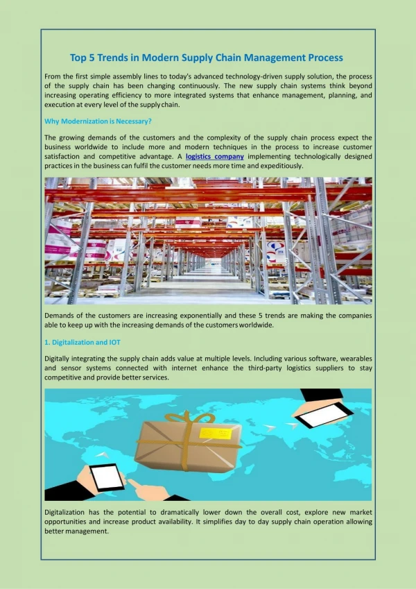 Top 5 Trends in Modern Supply Chain Management Process