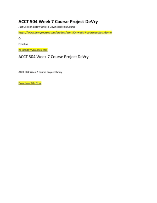 acct 504 week 7 course project devry just click