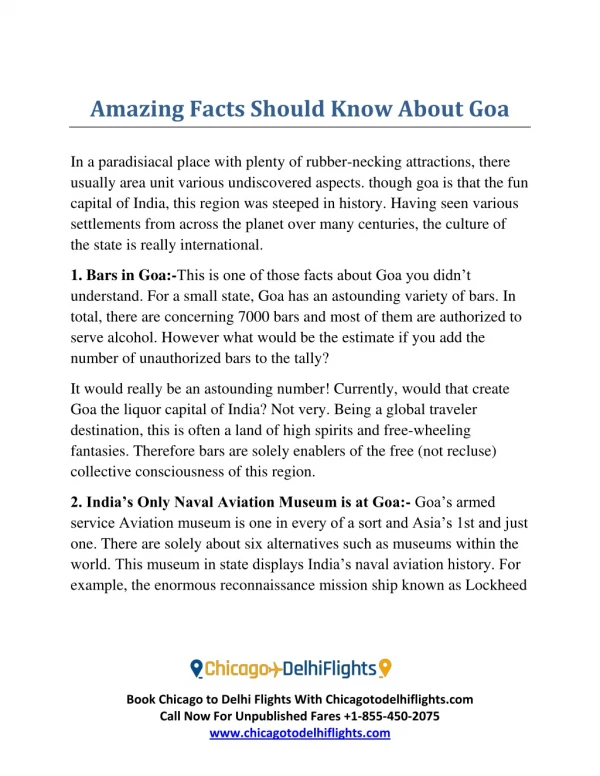 Amazing Facts Should Know About Goa | Book Chicago To Delhi Flights - Chicagotodelhiflights.com