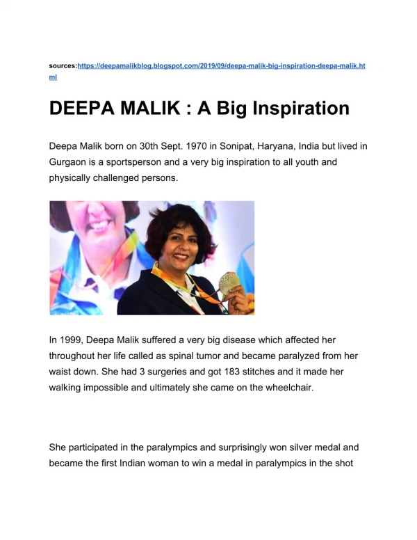 Deepa malik- a big inspiration