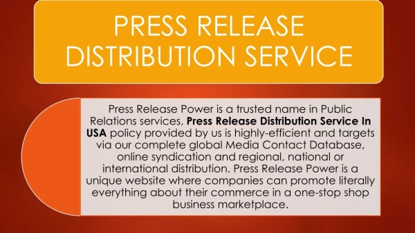 Press Release Distribution Service USA