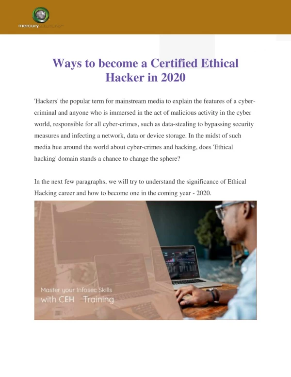 Ways to become a Certified Ethical Hacker in 2020