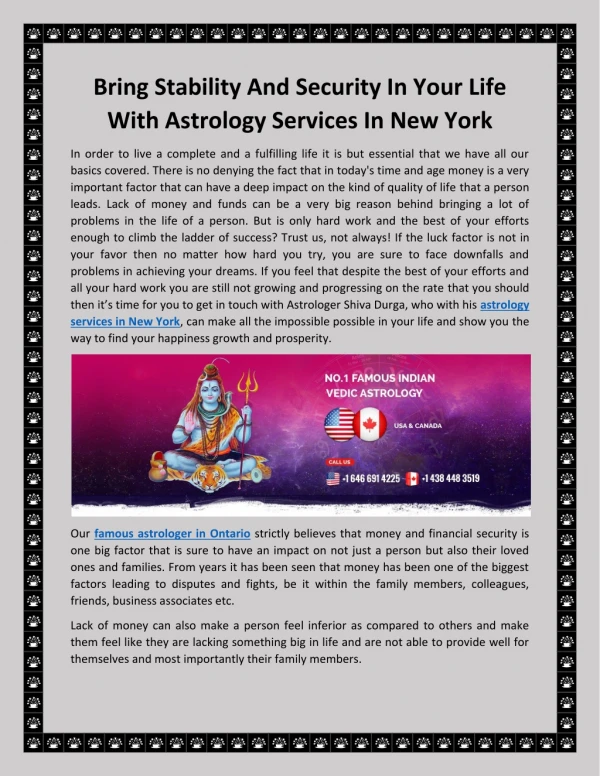 Get the Best Astrology Services in New York - Astrologer Shiva Durga