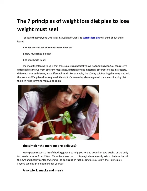 The 7 principles of weight loss diet plan to lose weight must see!