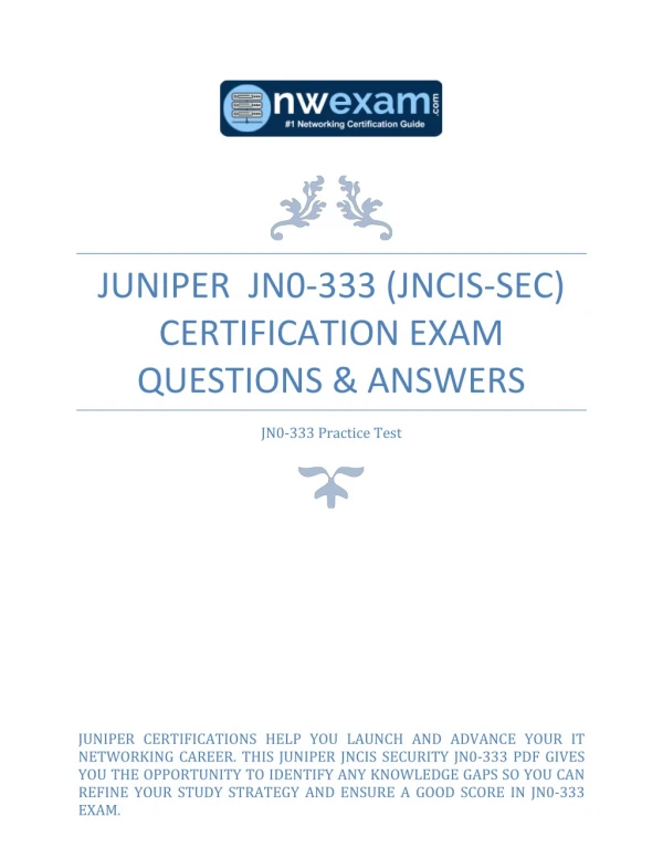 Juniper JN0-333 (JNCIS-Sec) Certification Exam Questions & Answers