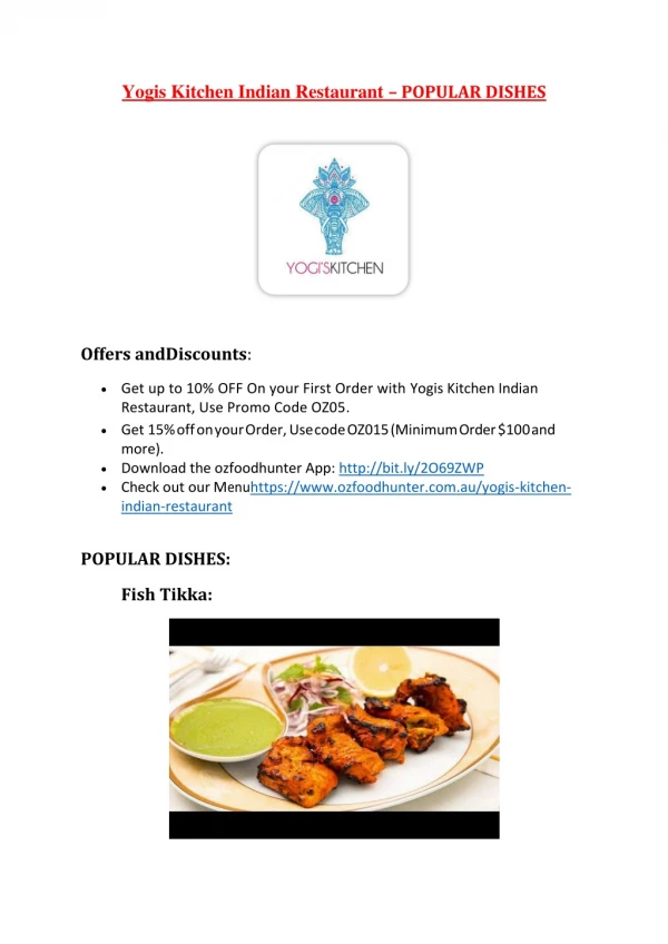 20% Off -Yogis Kitchen Indian Restaurant-Barton - Order Food Online