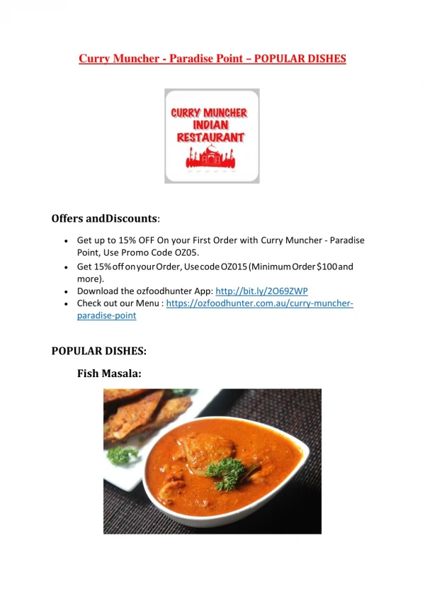 25% Off -Curry Muncher - Paradise Point-Paradise Point - Order Food Online