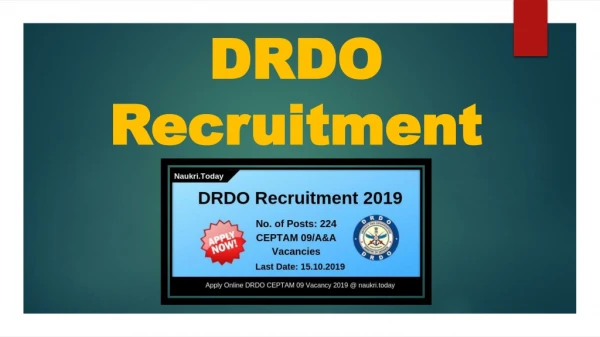DRDO Recruitment 2019 Register Online For 224 CEPTAM 09/ A&A Posts