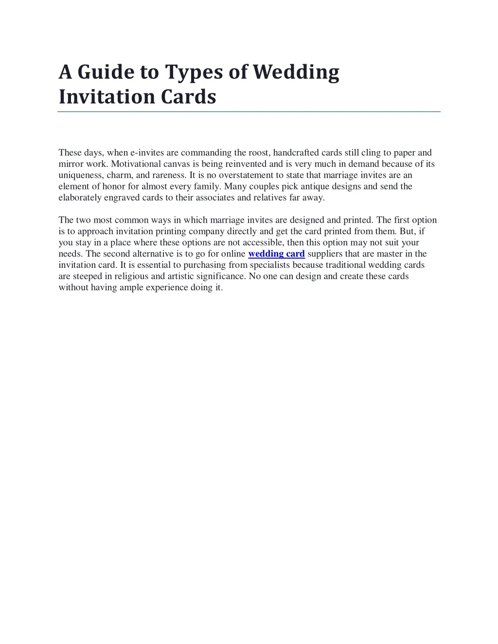 a guide to types of wedding invitation cards