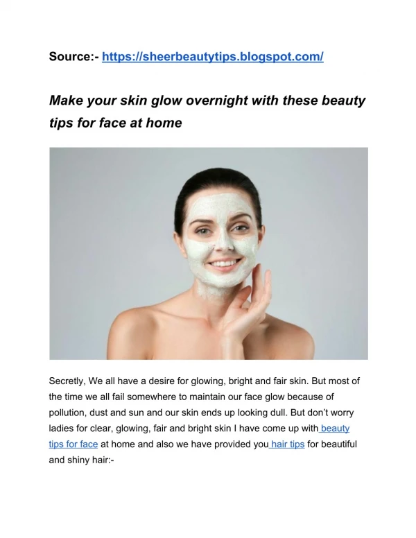 Make Your skin glow with these beauty tips for face at home