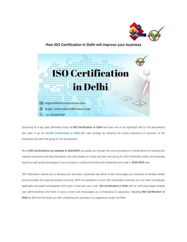 How ISO Certification in Delhi will improve your business