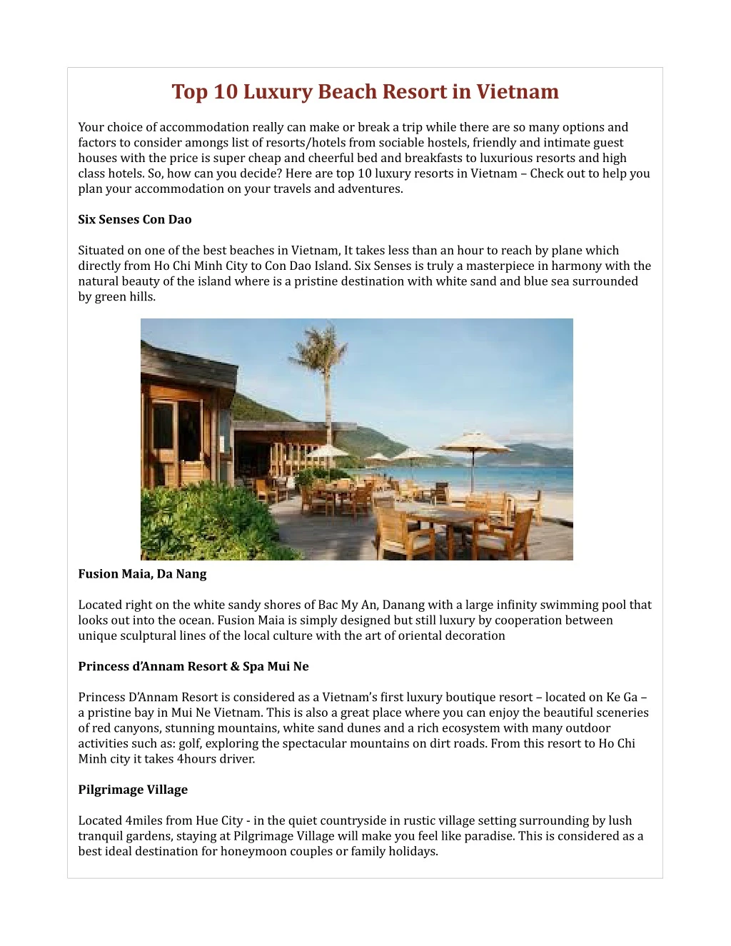 top 10 luxury beach resort in vietnam