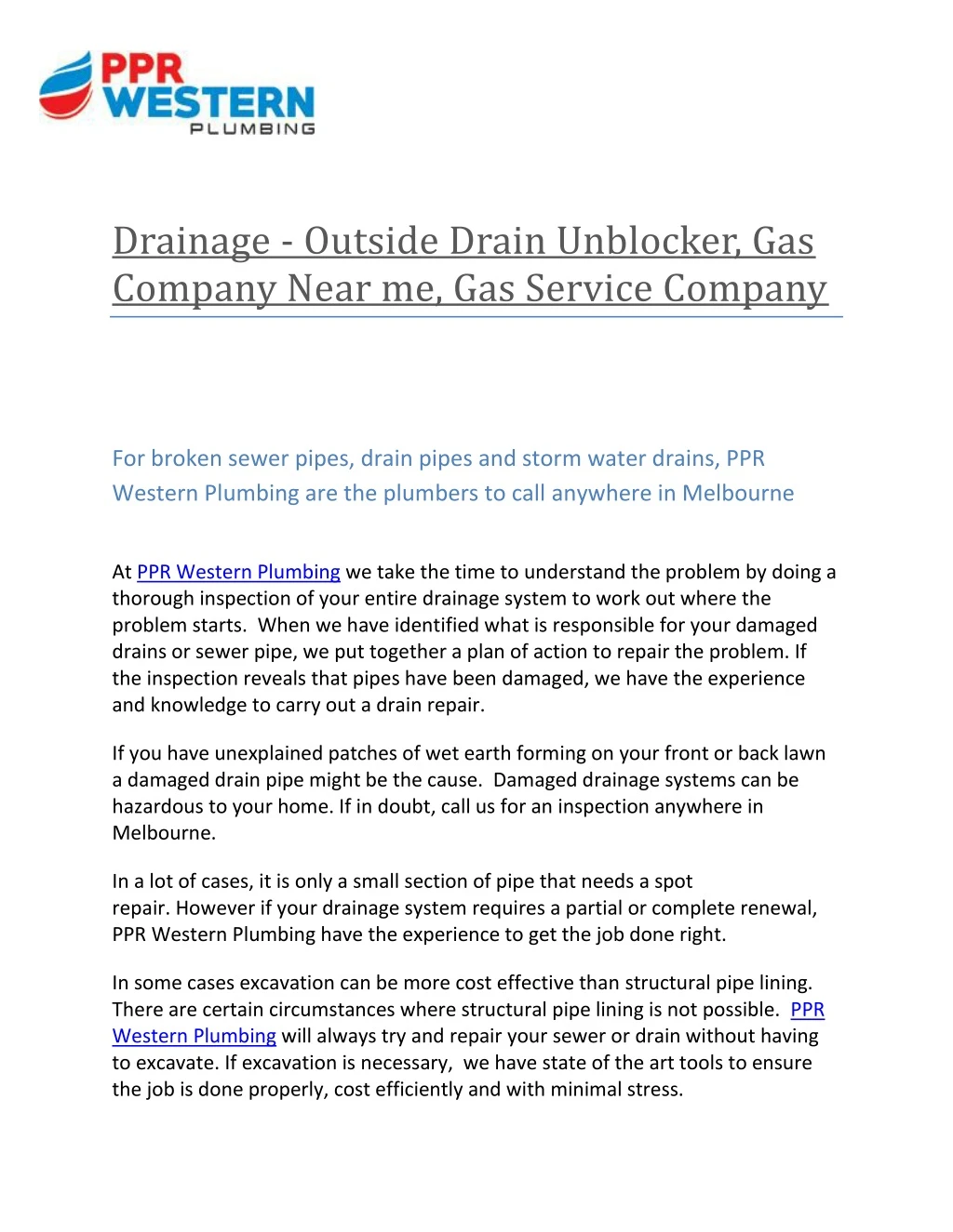 drainage outside drain unblocker gas company near