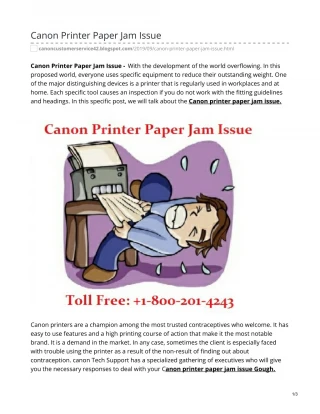 Canon Printer Paper Jam Issue