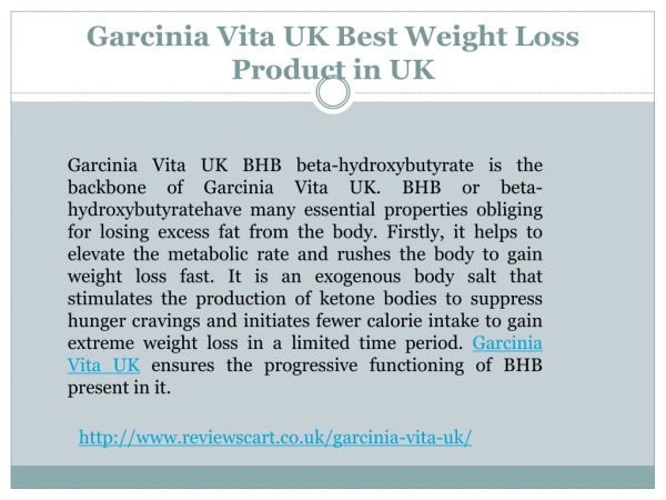 Garcinia Vita UK Best Weight Loss Product in UK