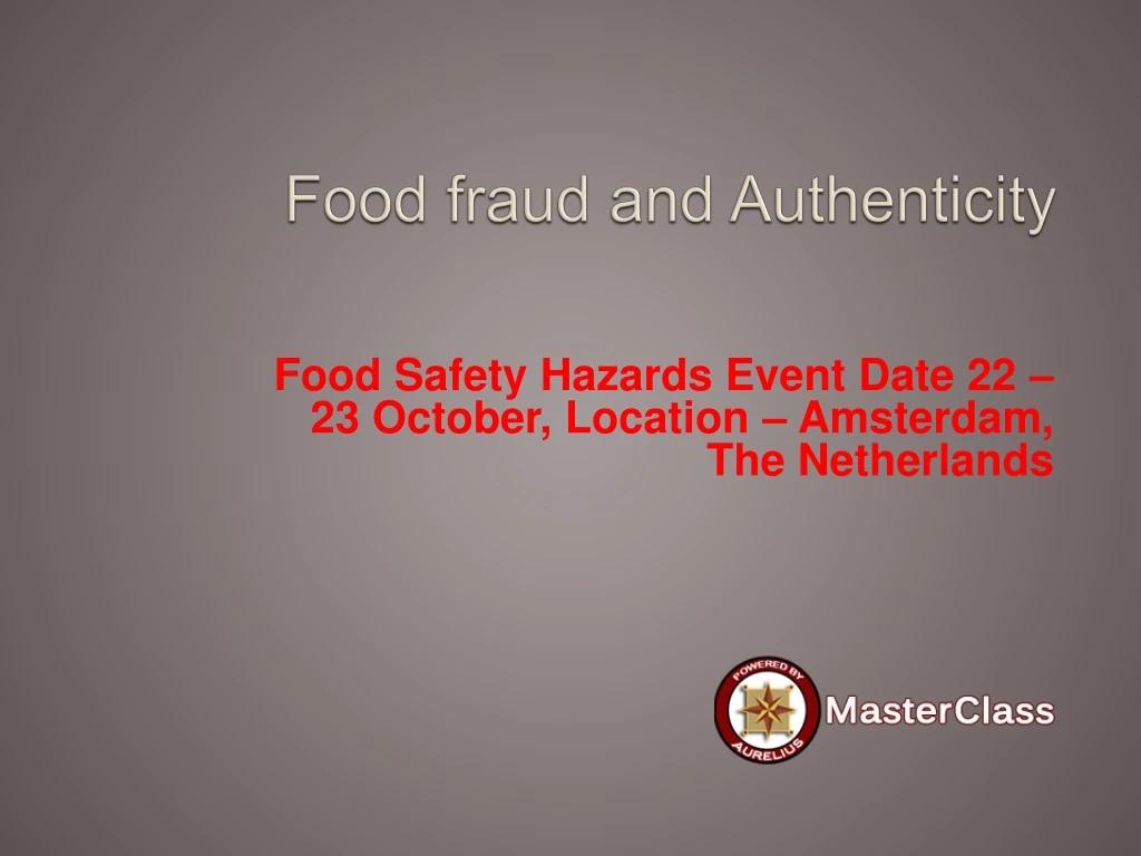 food fraud and authenticity