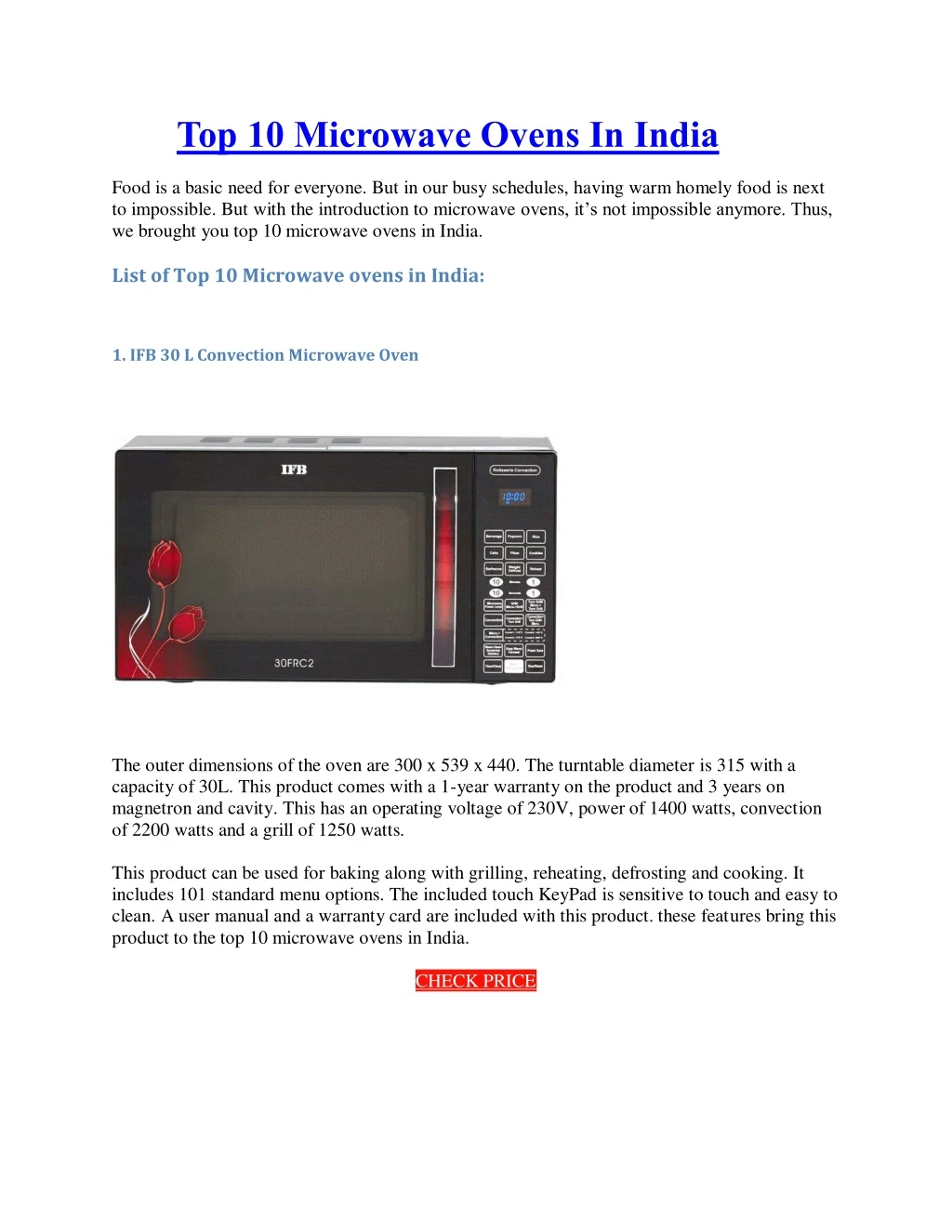 top 10 microwave ovens in india