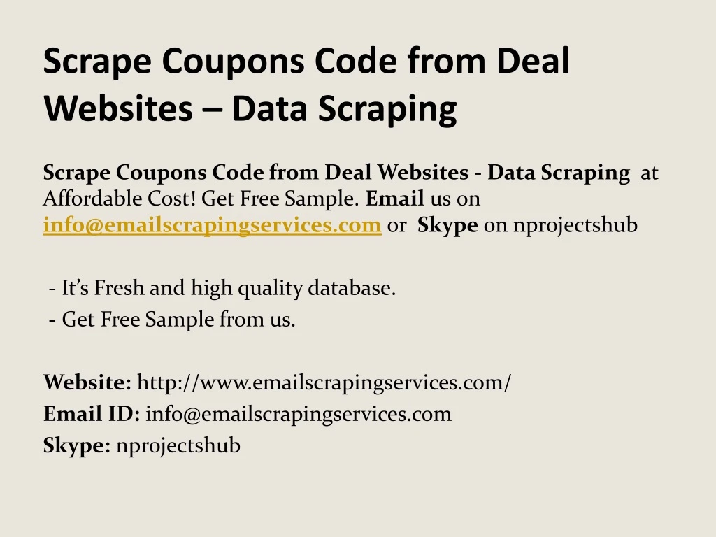 scrape coupons code from deal websites data scraping