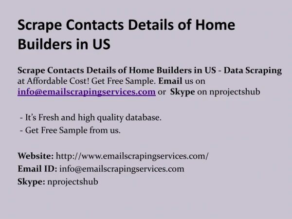 Scrape Contacts Details of Home Builders in US