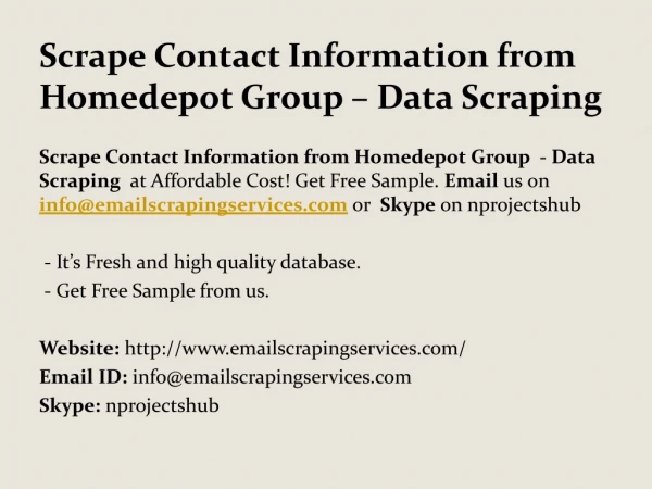 scrape contact information from homedepot group data scraping