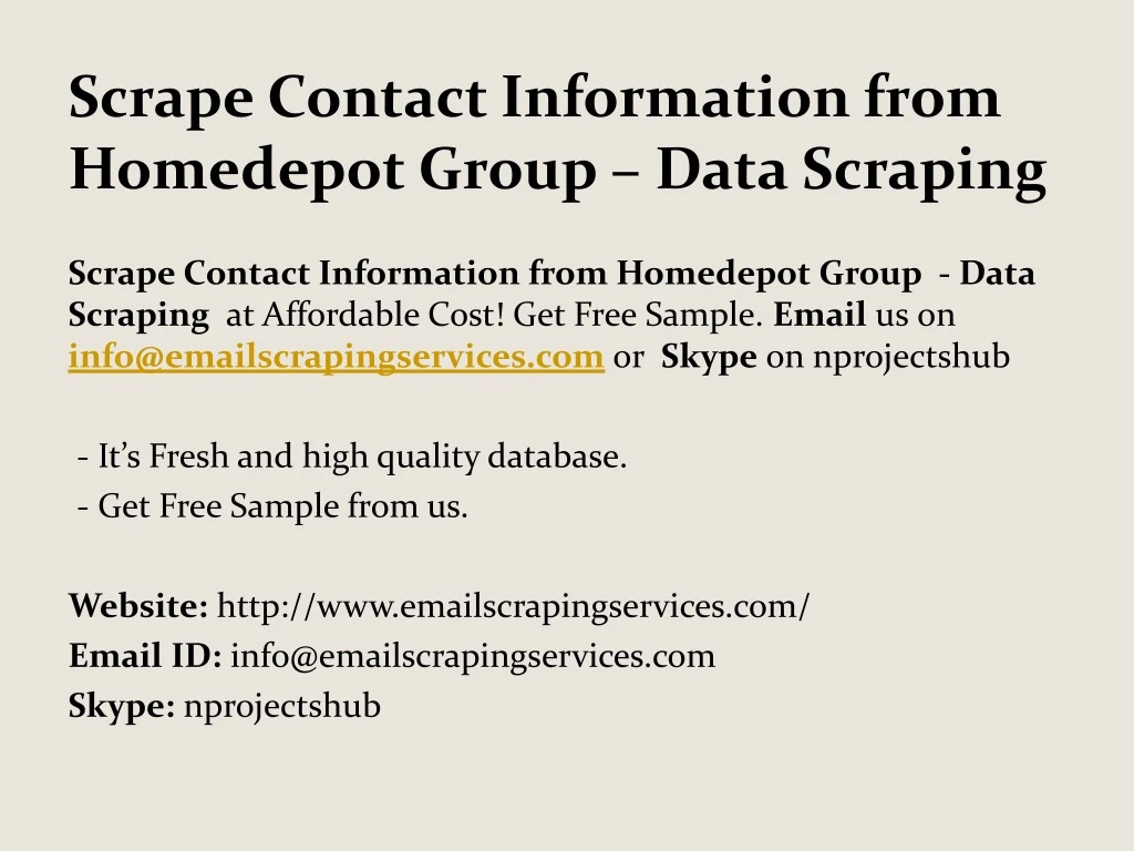 scrape contact information from homedepot group data scraping