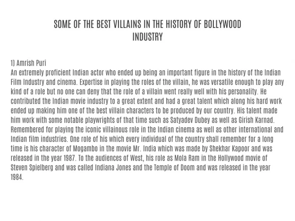 SOME OF THE BEST VILLAINS IN THE HISTORY OF BOLLYWOOD INDUSTRY