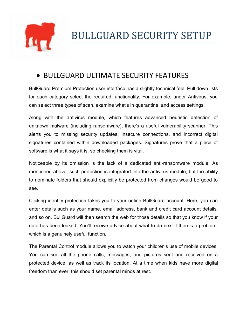 bullguard security setup