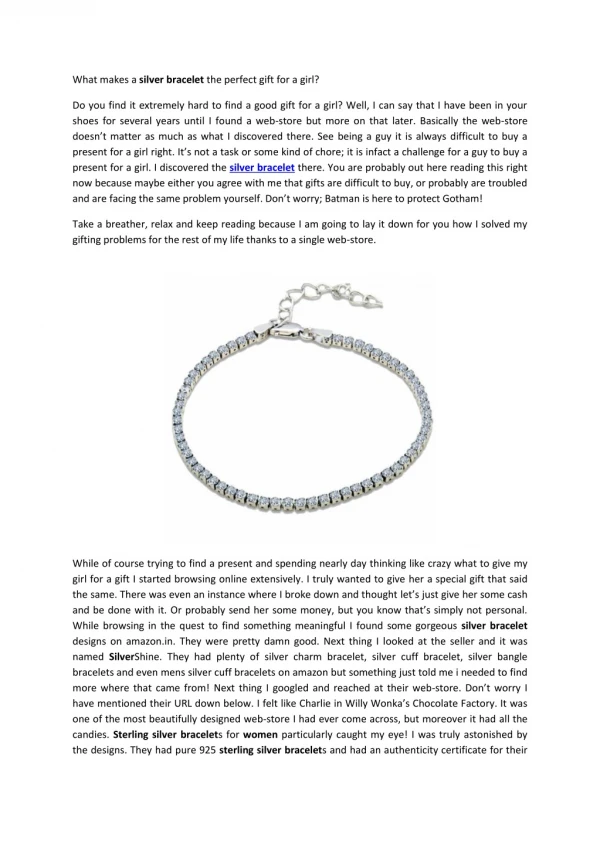Find Silver Bracelet in USA from SilverShine