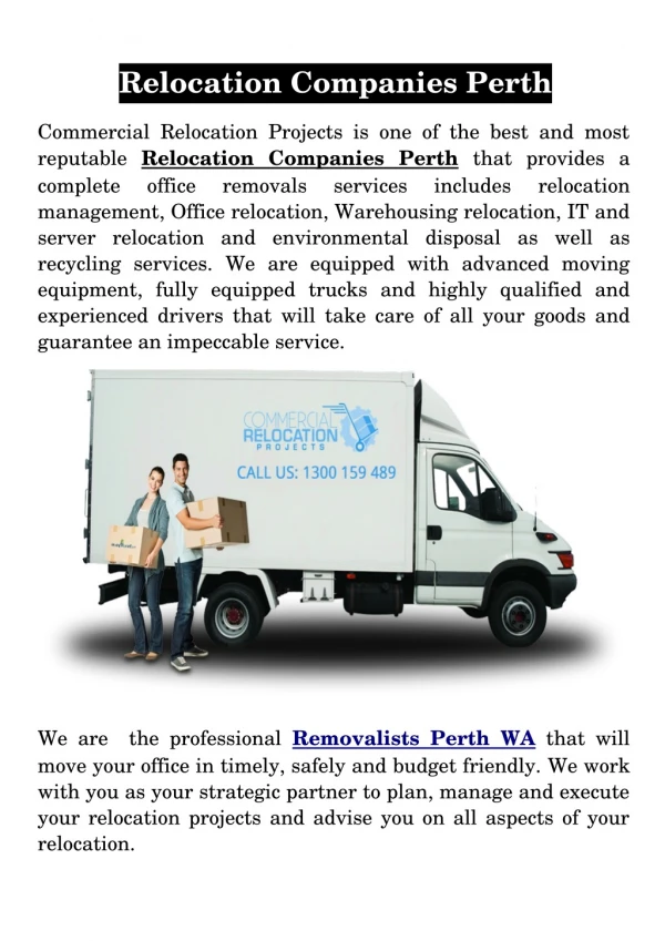 Relocation Companies Perth