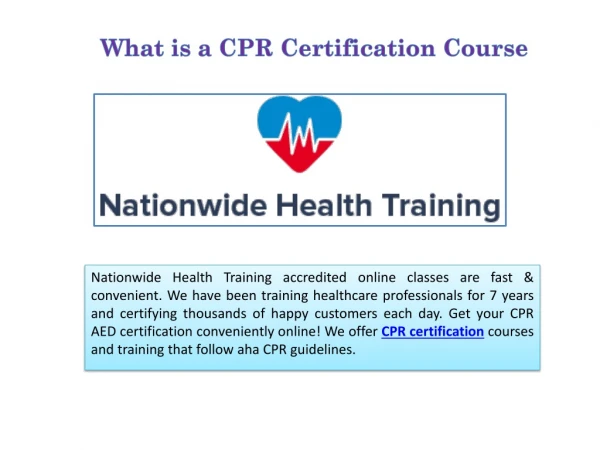 What is a CPR Certification Course