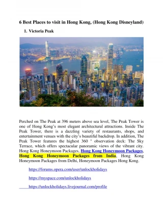 6 Best Places to visit in Hong Kong, Hong Kong Tour Packages
