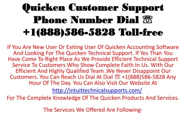 Quicken Phone Number for Support ? 1(888)586-5828 Toll-free