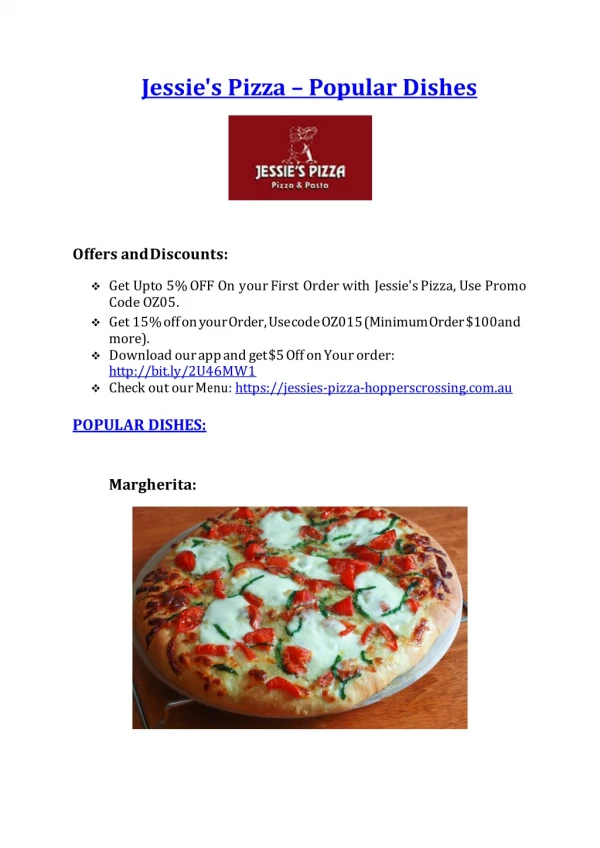 Jessie's Pizza Restaurant Hoppers Crossing – 5% off – Pizza Hoppers