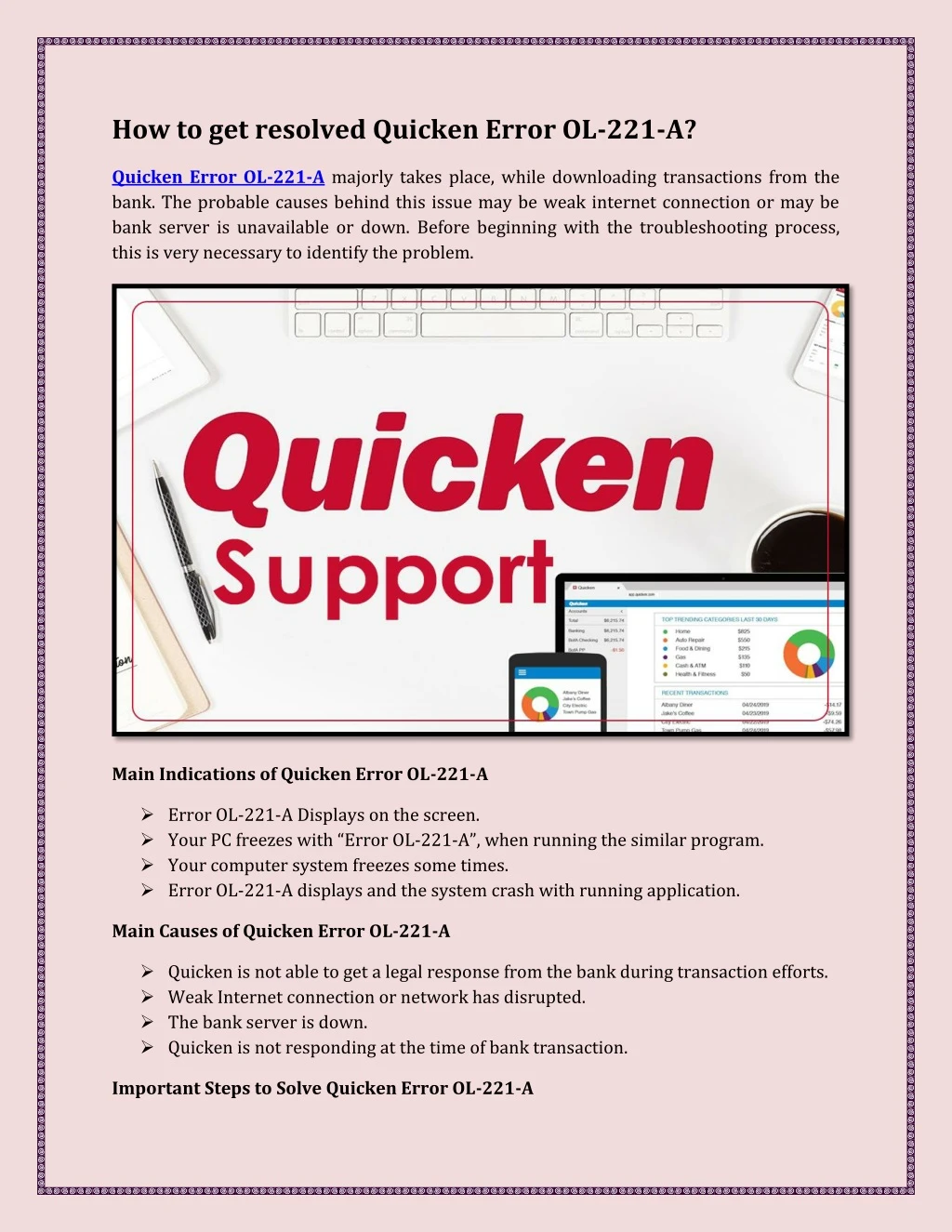 how to get resolved quicken error ol 221 a