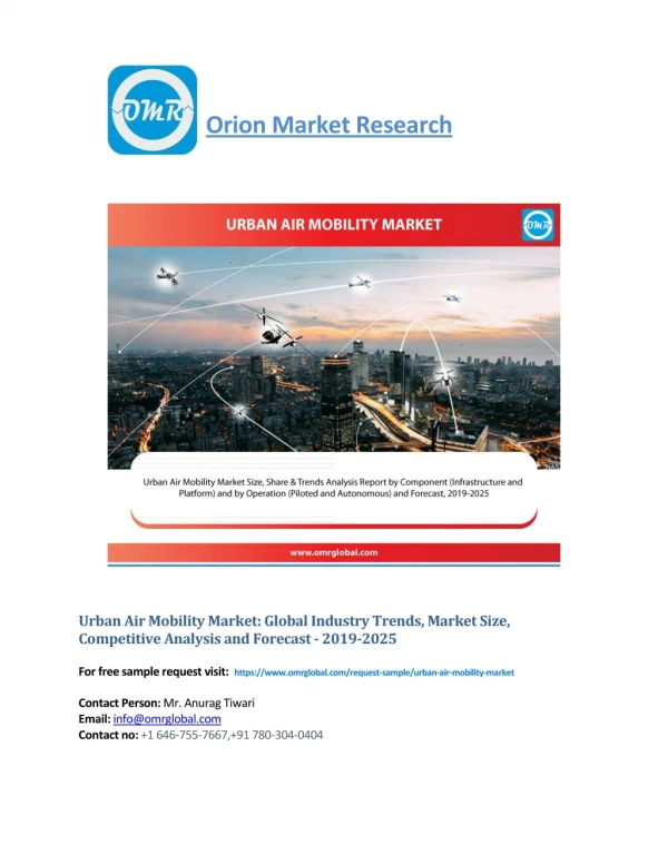 Urban Air Mobility Market: Global Industry Trends, Market Size, Competitive Analysis and Forecast - 2019-2025