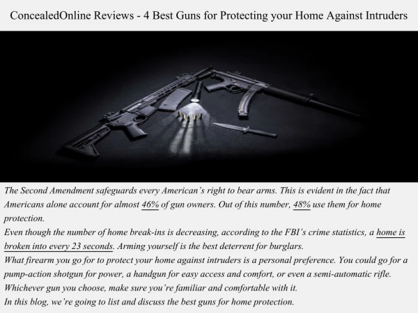 ConcealedOnline Reviews - 4 Best Guns for Protecting your Home Against Intruders