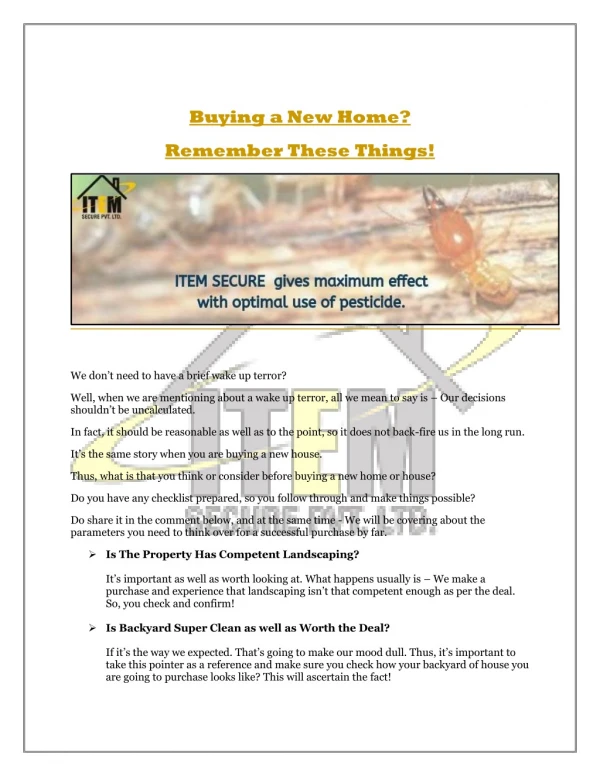 Buying a New Home? Remember These Things!