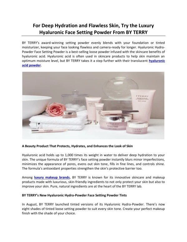 For Deep Hydration and Flawless Skin, Try the Luxury Hyaluronic Face Setting Powder From BY TERRY