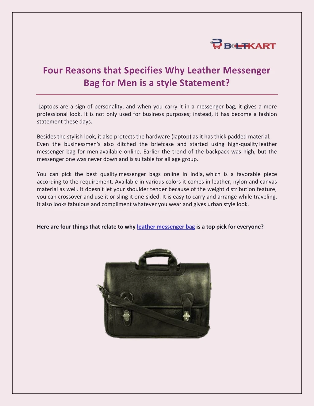 four reasons that specifies why leather messenger