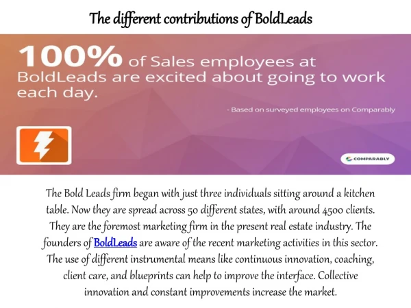 The different contributions of BoldLeads