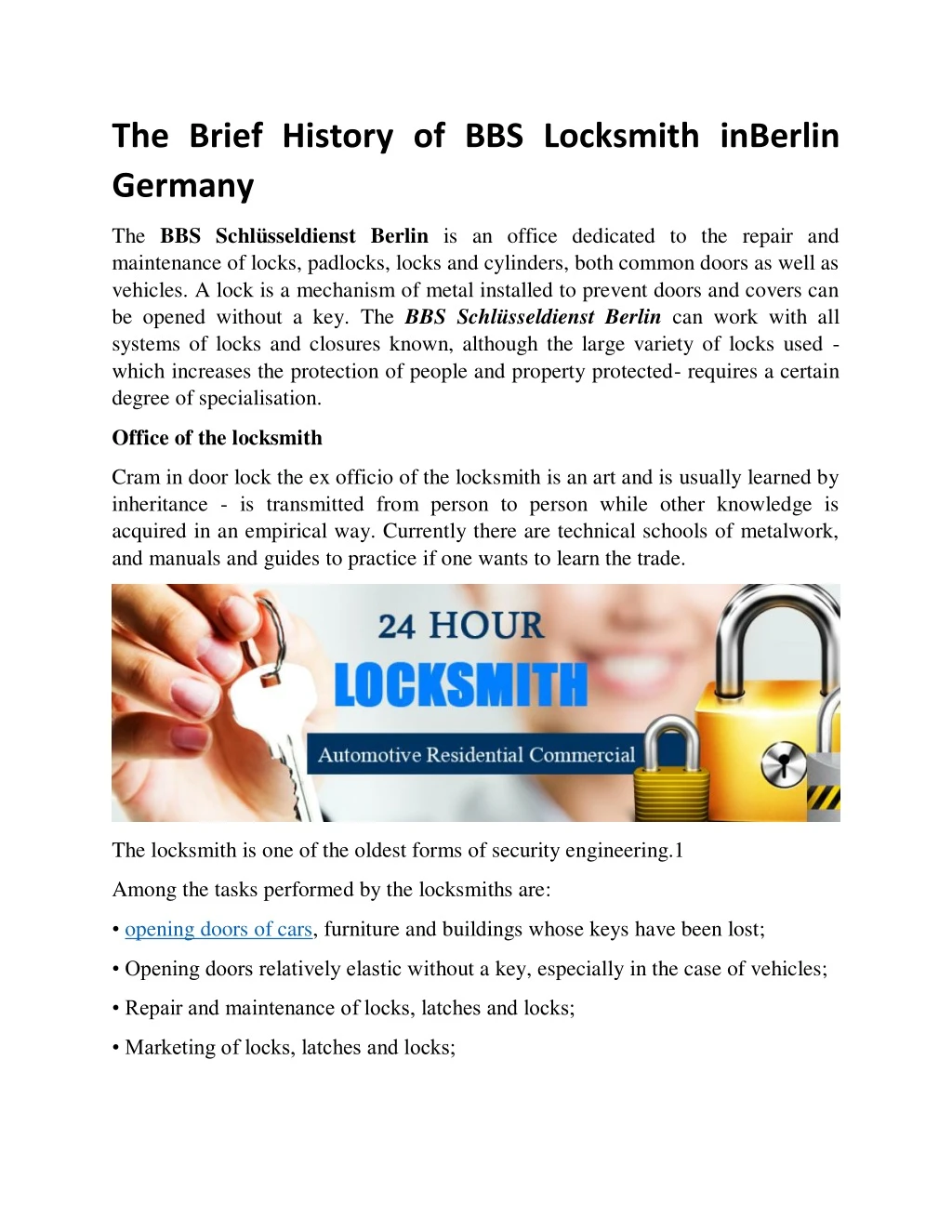 the brief history of bbs locksmith inberlin