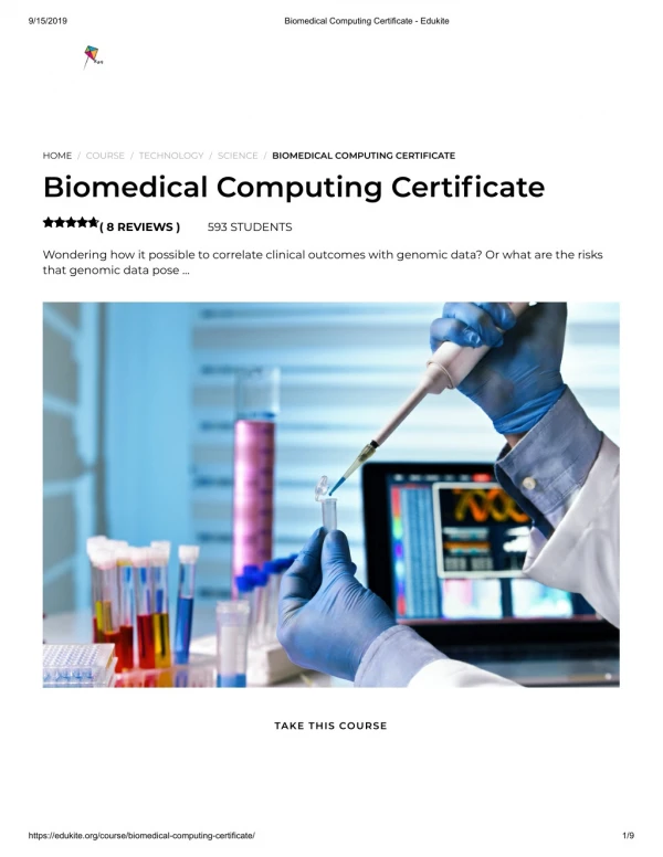 Biomedical Computing Certificate - Edukite