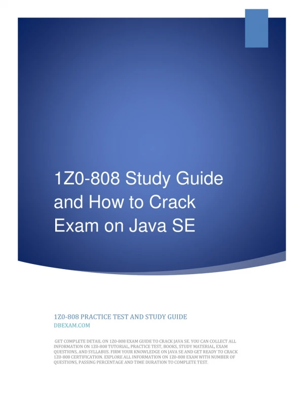 1Z0-808 Study Guide and How to Crack Exam on Java SE