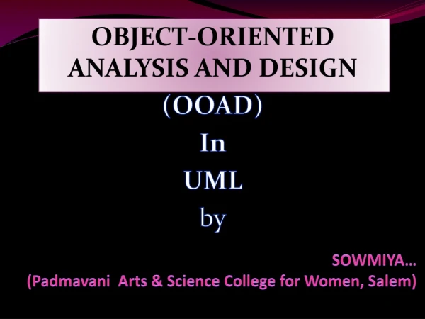 object oriented analysis & design unit-1
