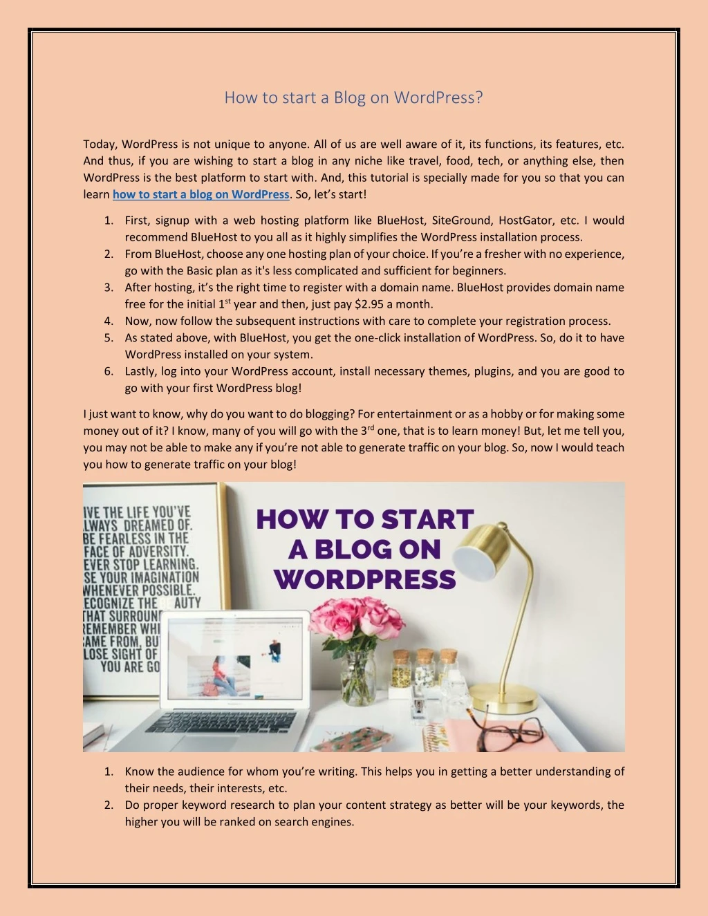 how to start a blog on wordpress