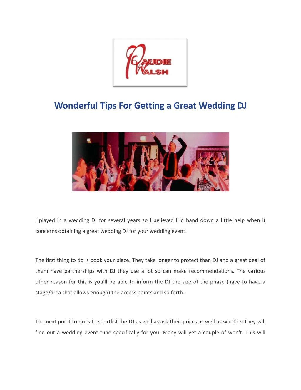 wonderful tips for getting a great wedding dj