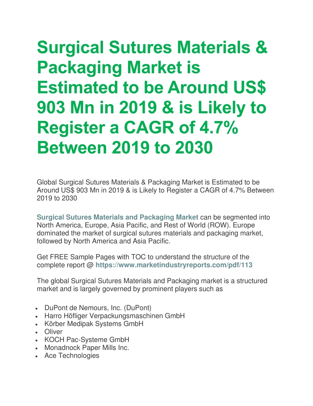 surgical sutures materials packaging market