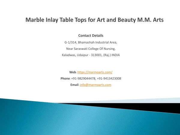 Marble Inlay Table Tops for Art and Beauty M.M. Arts