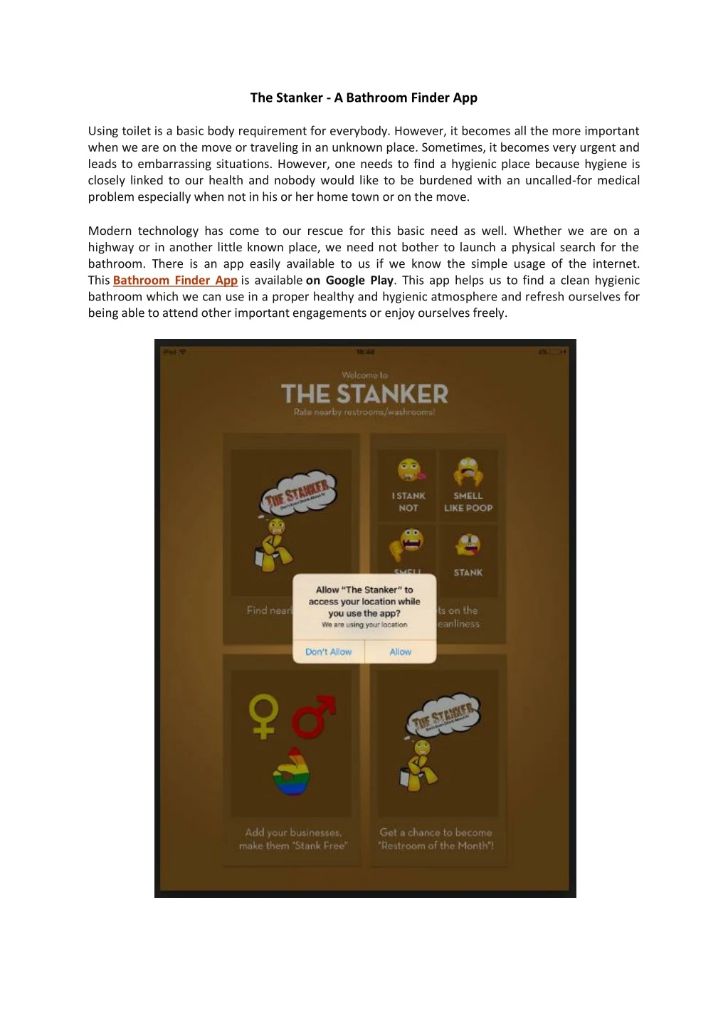 the stanker a bathroom finder app